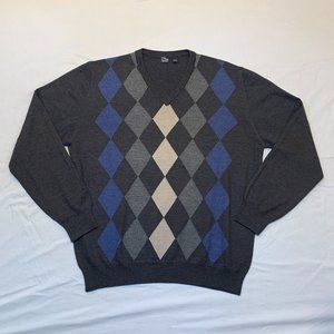 Saks Fifth Avenue Mens Argyle Merino Wool Sweater